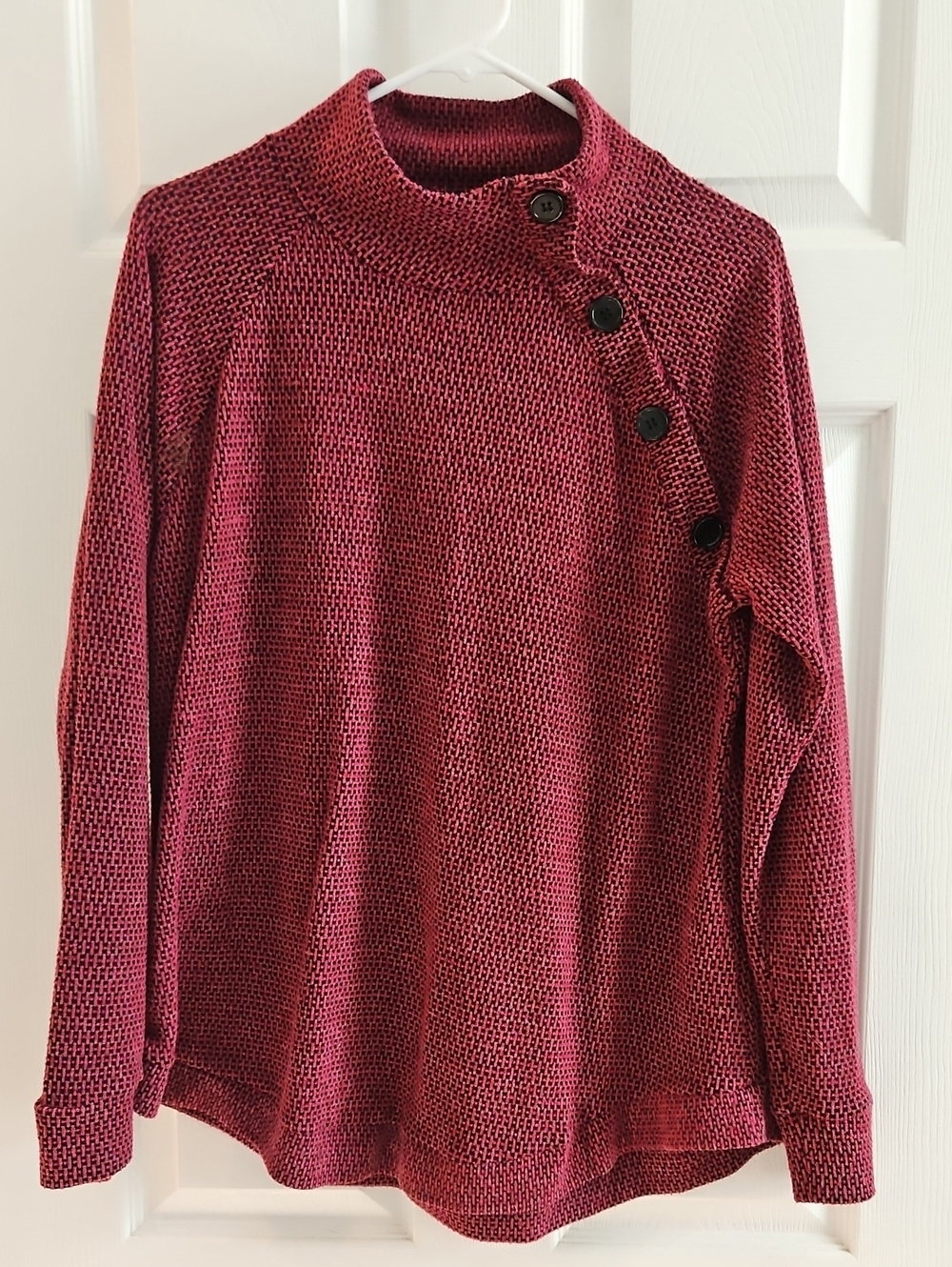 French Laundry Women's Button-Accent Cowl Neck Sweater - Burgundy